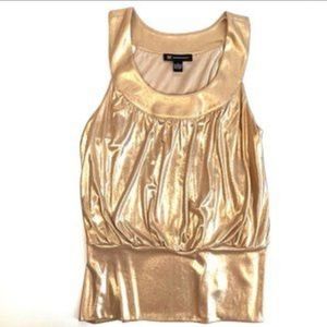 INC Gold Dressy Scoop Neck Tank Top.